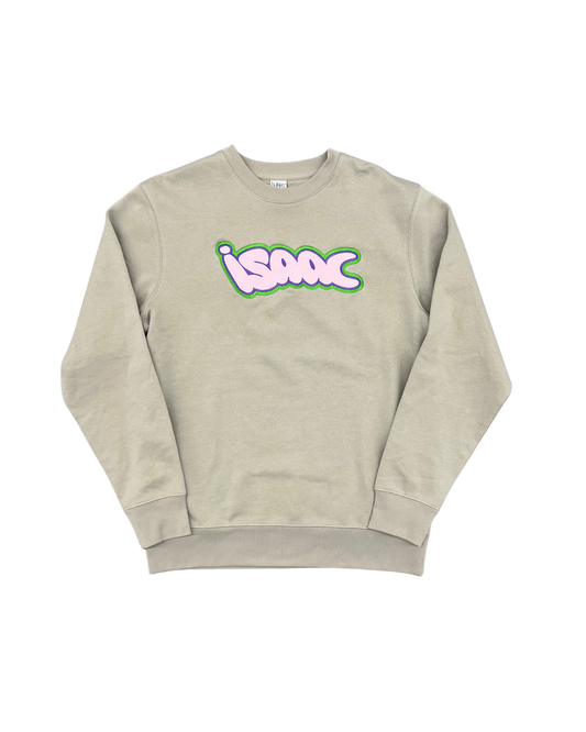 ISAAC - CREWNECK BEIGE LOGO ROSE