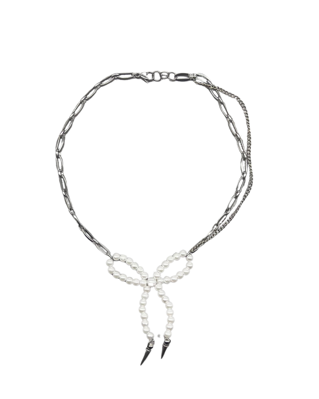 PERLES RARES - COLLIER CHAINE NOEUD BLANC