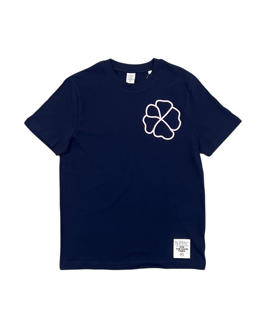 ISAAC - TSHIRT BLEU MARINE FLEUR ROSE