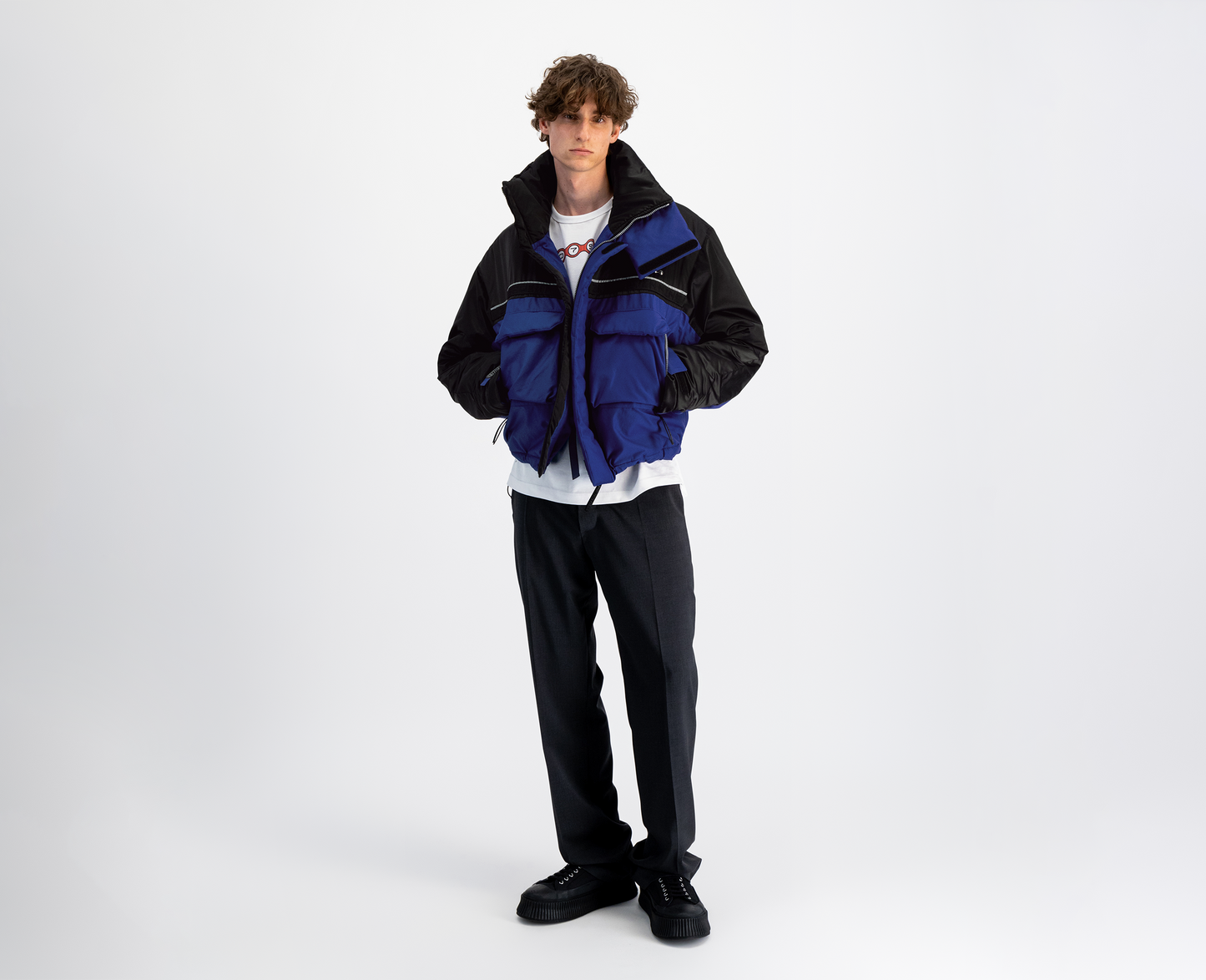 079 - CROPPED JACKET, Blue/Black