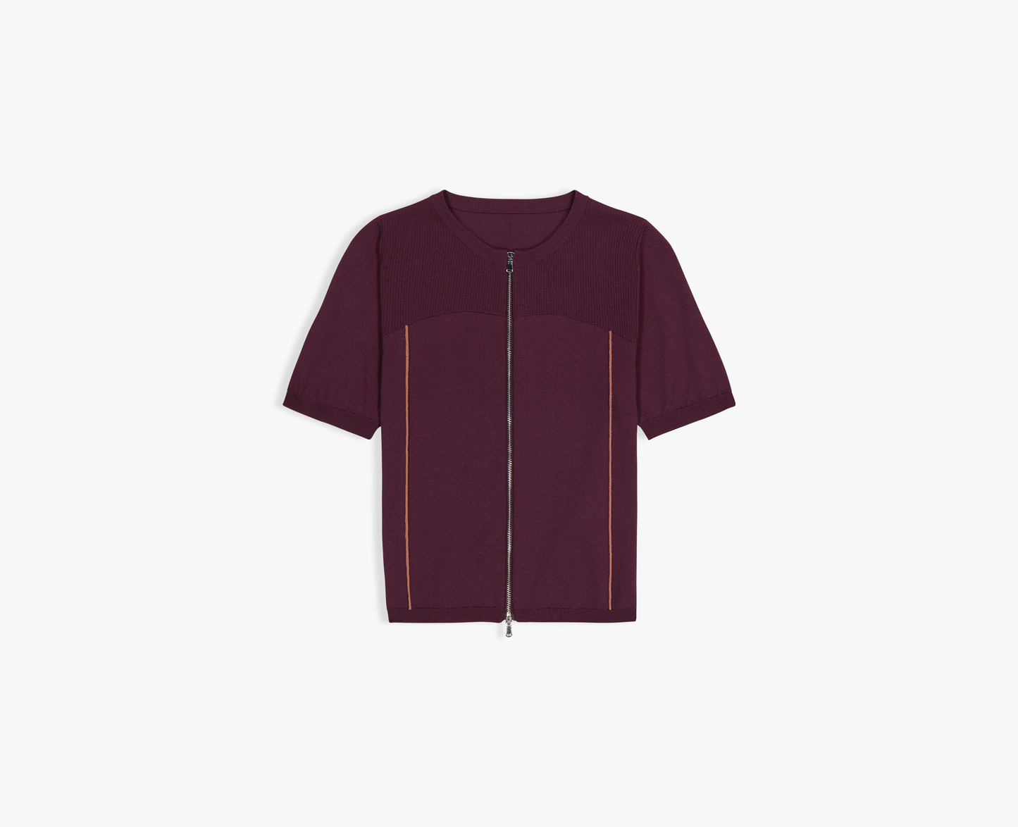 079 - KNITTED ZIP CARDIGAN Bordeaux