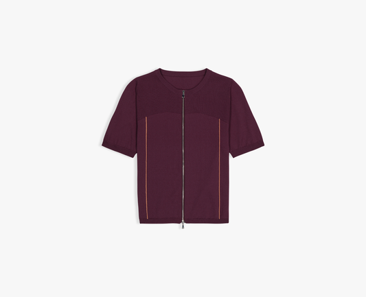 079 - KNITTED ZIP CARDIGAN Bordeaux