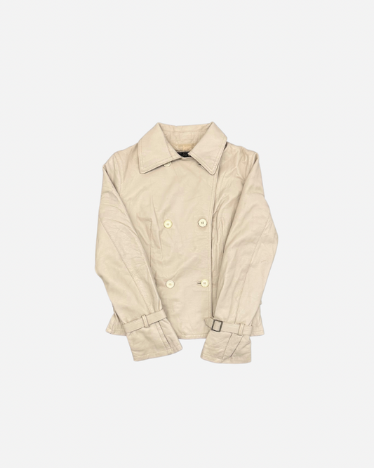 LAVORAZIONE ARTIGIANALE - VESTE EN CUIR BLANC CASSÉ